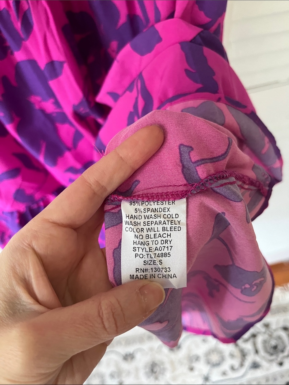 Umgee Hot Pink & Purple Floral Ruffle Tiered Dress - Picture 4 of 4